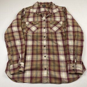Eddie Bauer Button Up Shirt Women’s TXL Maroon Cotton Plaid Classic Fit